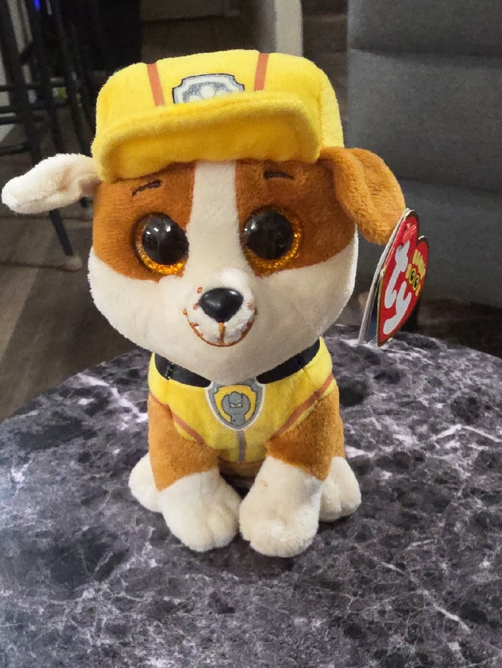 Ty Plush Rubble Pup in Yellow and Brown